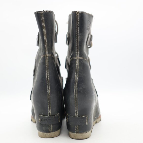 Sorel Joan of Arctic Lexie Wedge Mid Boot Women's 6.5 Black Oil Rubbed Leather - Picture 5 of 10